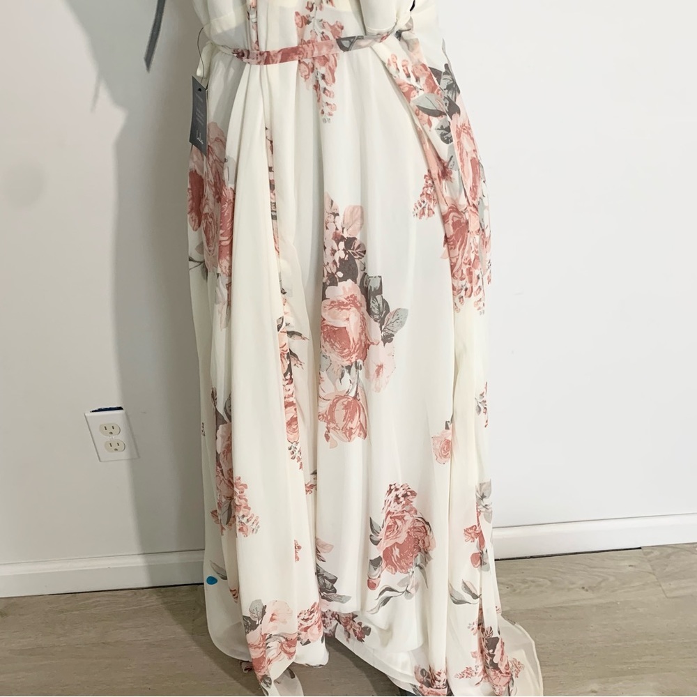 Lulu's Floral Maxi Dress in White and Pink - Picture 5 of 10